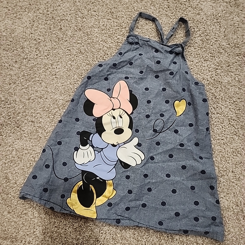 Disney Minnie Mouse Girls 6X Crisscross Adjustable Strap Denim Dress